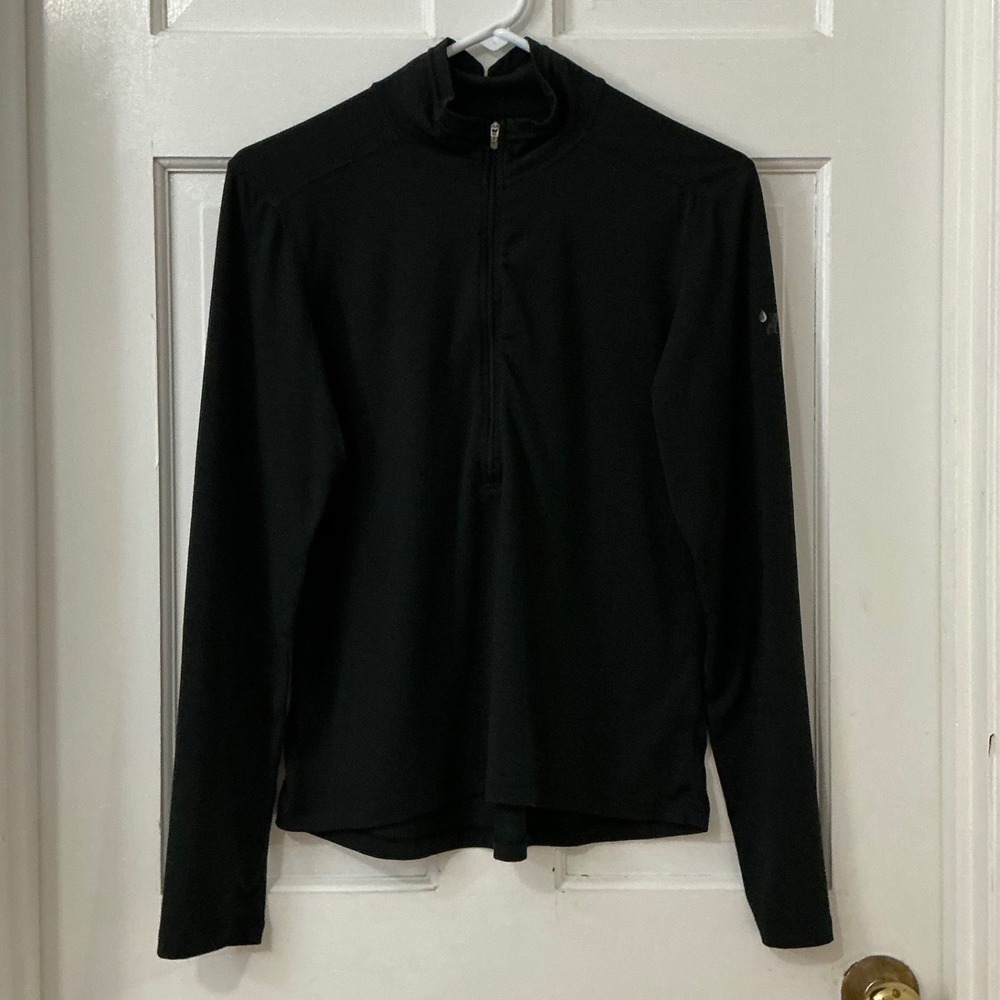 REI 1/4 Zip Pullover Women M Black UPF 50+ Athletic Hiking Base Layer Gorpcore